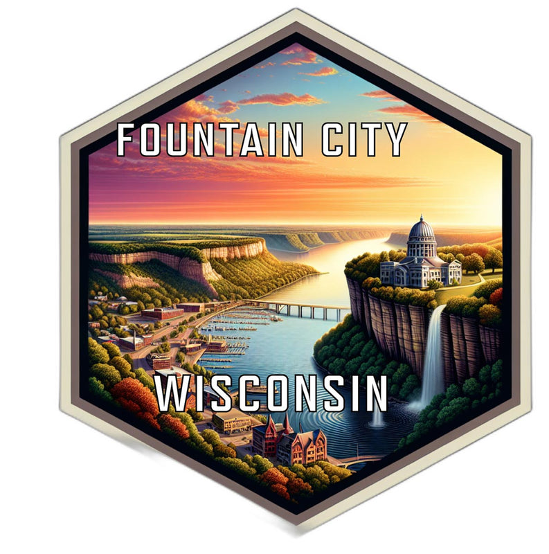 Fountain City Wisconsin Travel Destination Souvenir Vinyl Decal Sticker 2-Inch