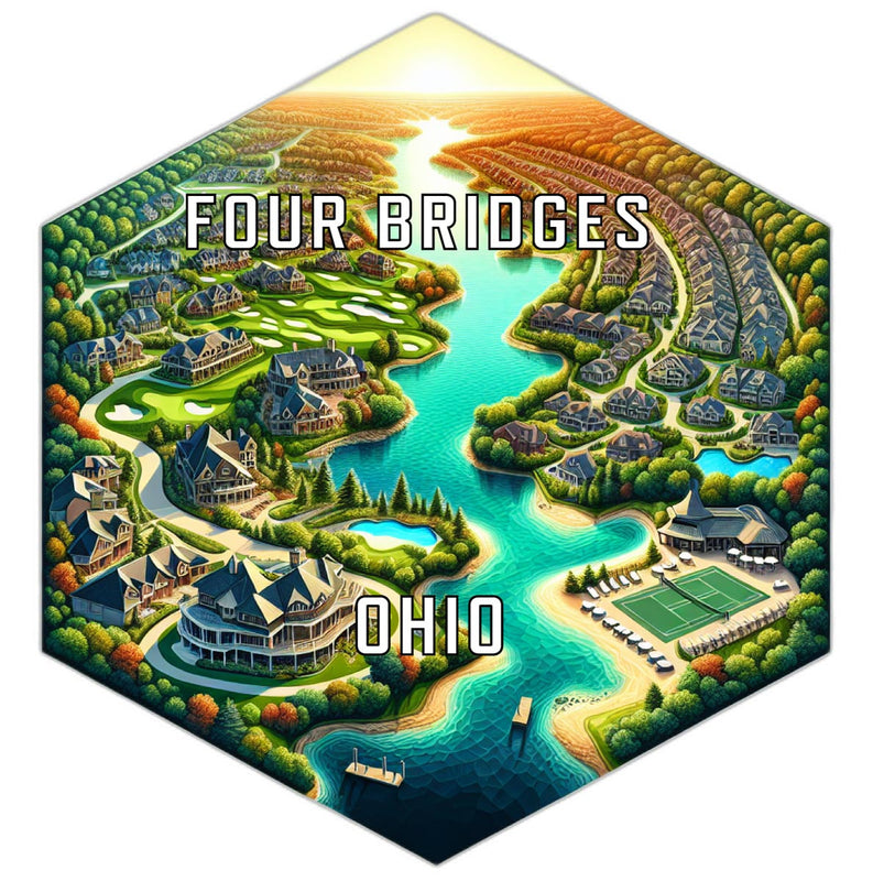 Four Bridges Ohio Travel Destination Souvenir Vinyl Decal Sticker 2-Inch