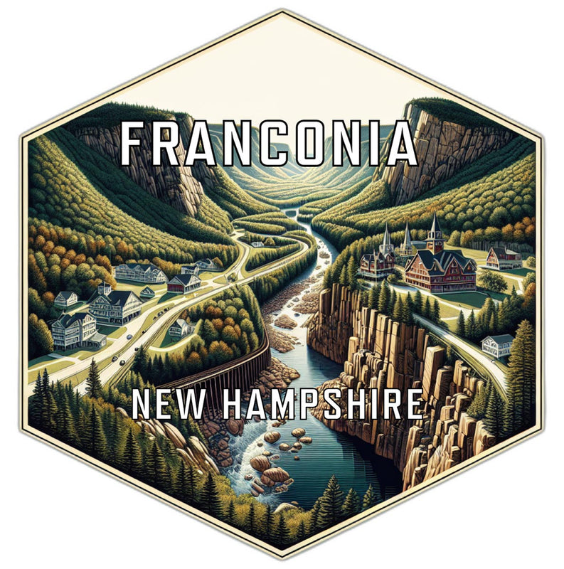 Franconia New Hampshire Souvenir Travel Destination Die Cut Hexagon Fridge Magnet 2-Inch