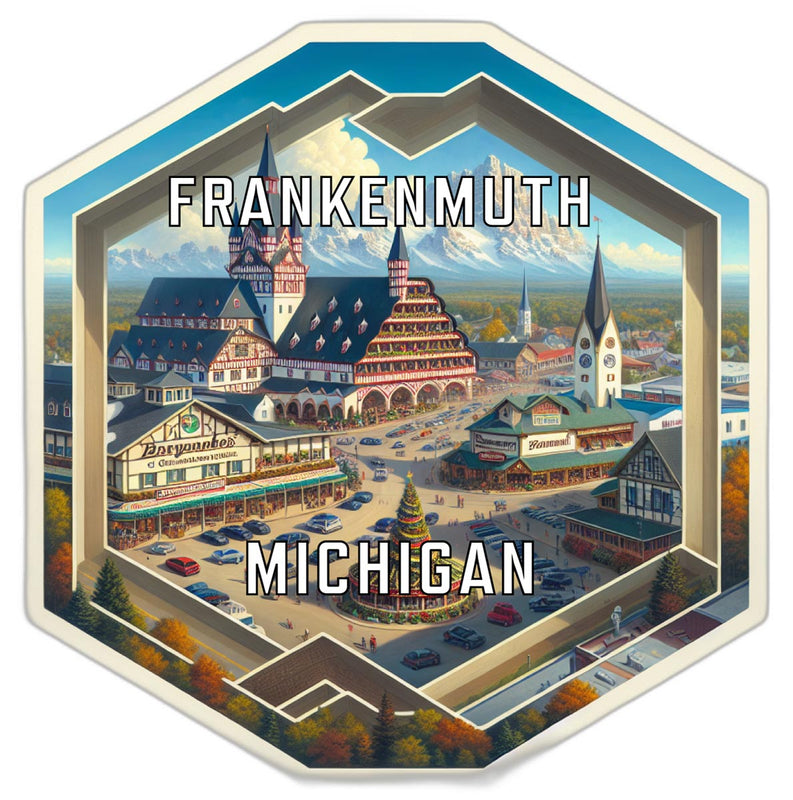 Frankenmuth Michigan Souvenir Travel Destination Die Cut Hexagon Fridge Magnet 2-Inch