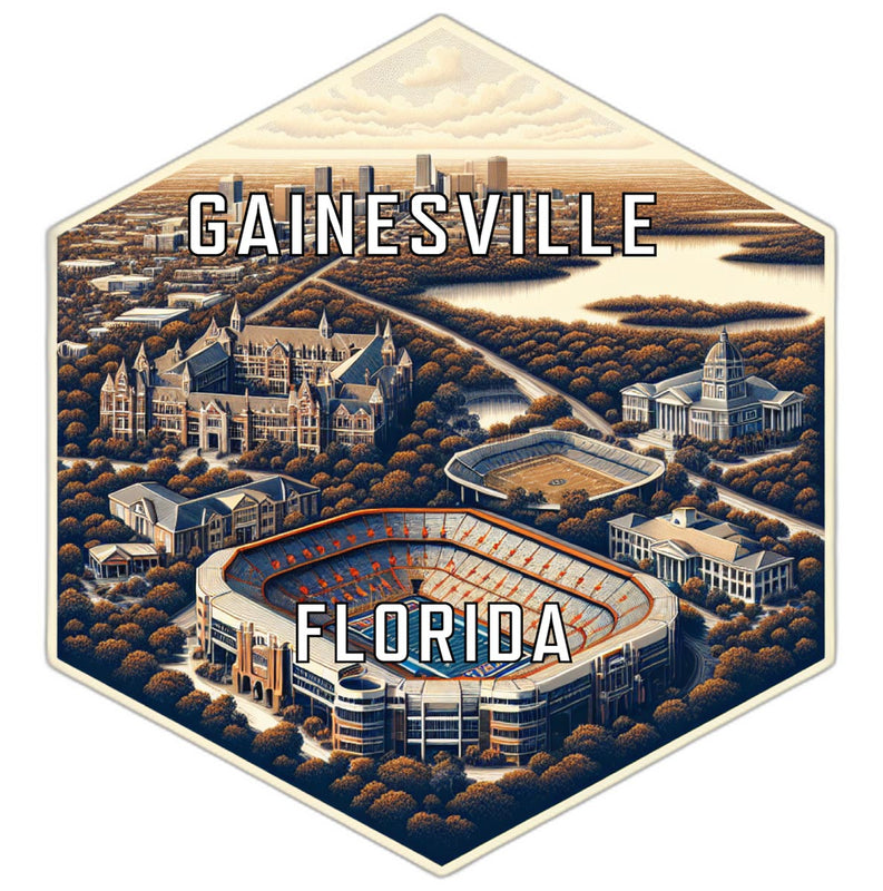 Gainesville Florida Souvenir Travel Destination Die Cut Hexagon Fridge Magnet 6-Inch