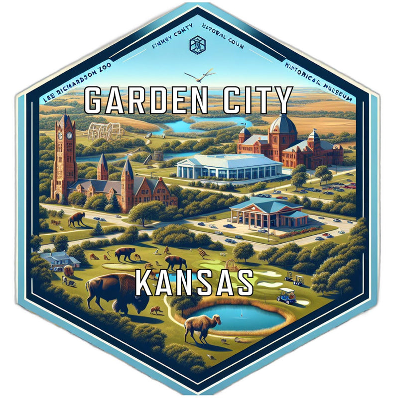 Garden City Kansas Souvenir Travel Destination Die Cut Hexagon Fridge Magnet 2-Inch