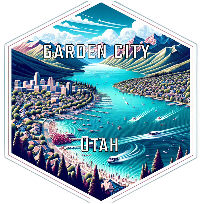 Garden City Utah Souvenir Travel Destination Die Cut Hexagon Fridge Magnet 2-Inch