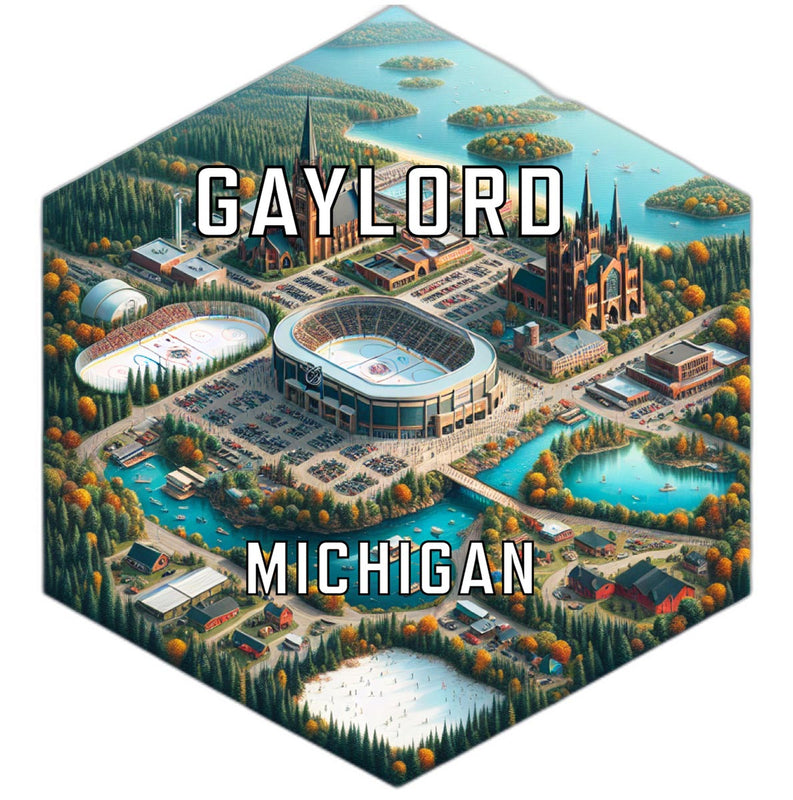 Gaylord Michigan Souvenir Travel Destination Die Cut Hexagon Fridge Magnet 2-Inch