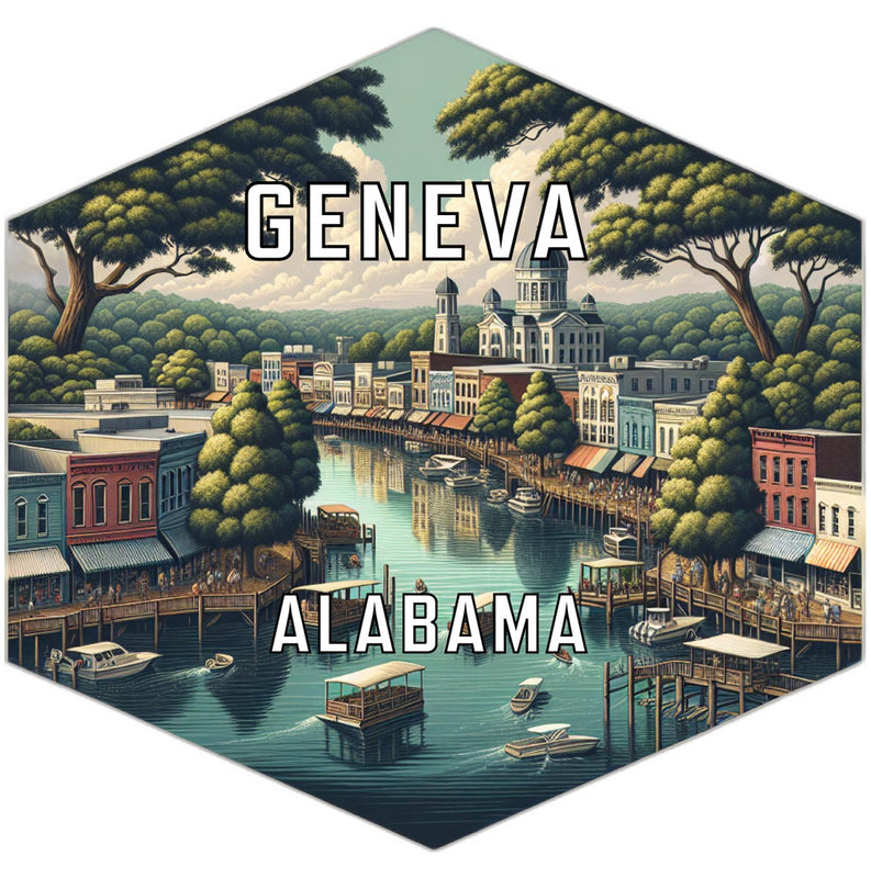 Geneva Alabama Souvenir Travel Destination Die Cut Hexagon Fridge Magnet 2-Inch
