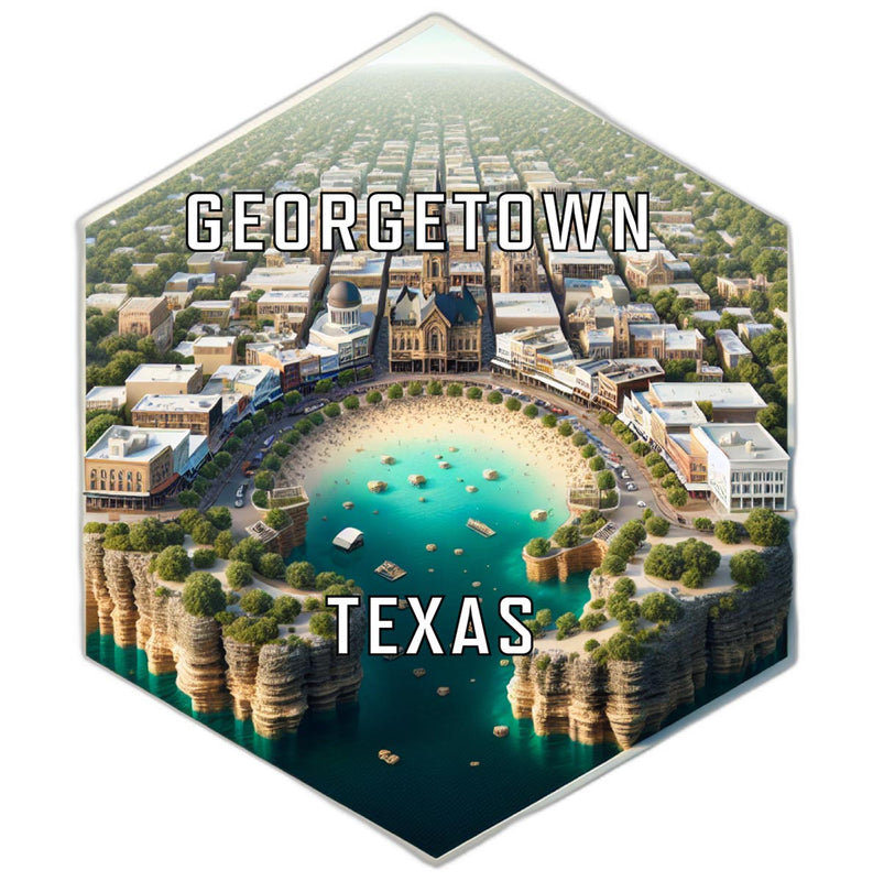 Georgetown Texas Souvenir Travel Destination Die Cut Hexagon Fridge Magnet 2-Inch