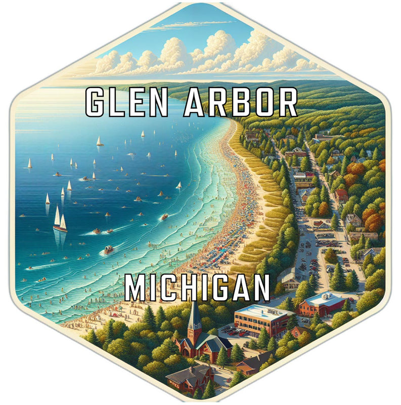 Glen Arbor Michigan Souvenir Travel Destination Die Cut Hexagon Fridge Magnet 2-Inch