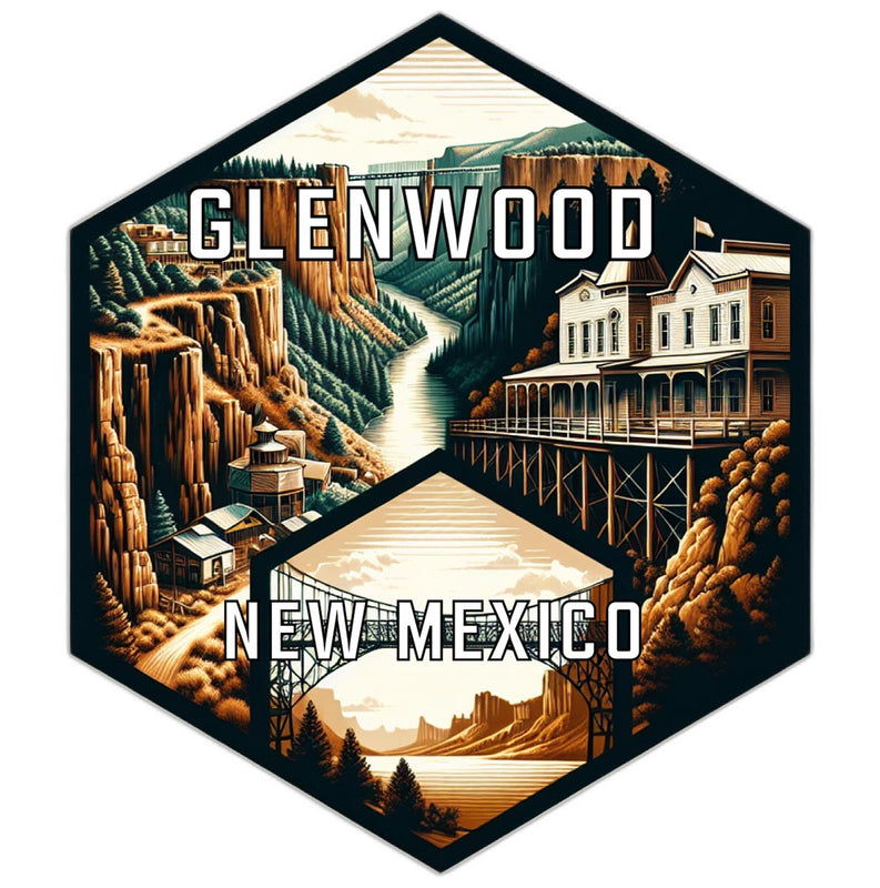 Glenwood New Mexico Souvenir Travel Destination Die Cut Hexagon Fridge Magnet 2-Inch