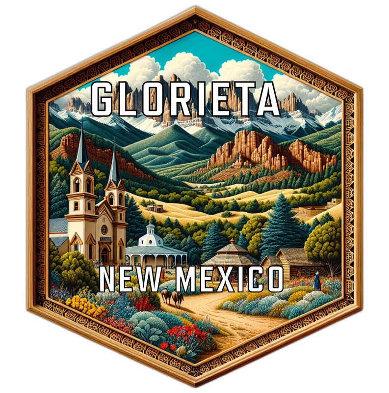 Glorieta New Mexico Souvenir Travel Destination Die Cut Hexagon Fridge Magnet 2-Inch