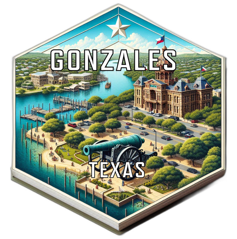 Gonzales Texas Souvenir Travel Destination Die Cut Hexagon Fridge Magnet 2-Inch