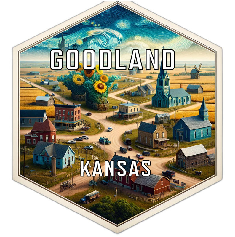 Goodland Kansas Souvenir Travel Destination Die Cut Hexagon Fridge Magnet 2-Inch