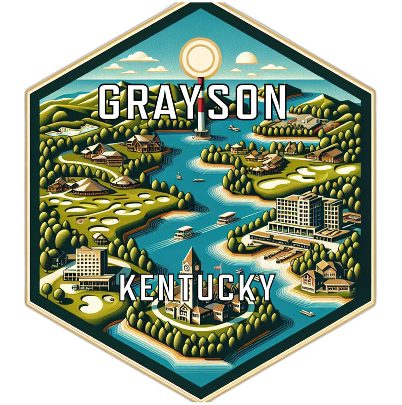 Grayson Kentucky Souvenir Travel Destination Die Cut Hexagon Fridge Magnet 2-Inch