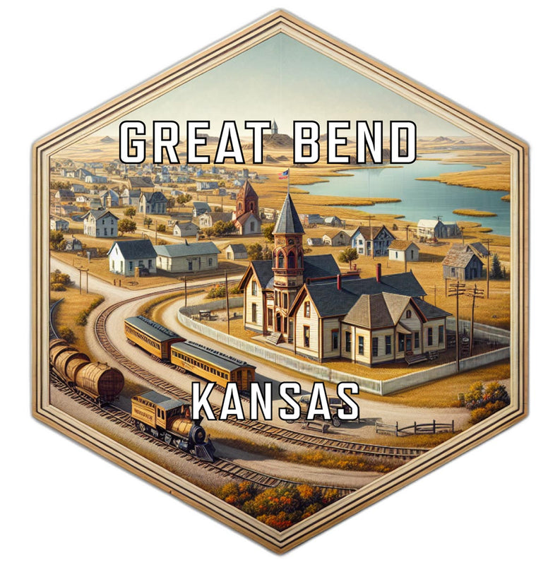Great Bend Kansas Souvenir Travel Destination Die Cut Hexagon Fridge Magnet 2-Inch
