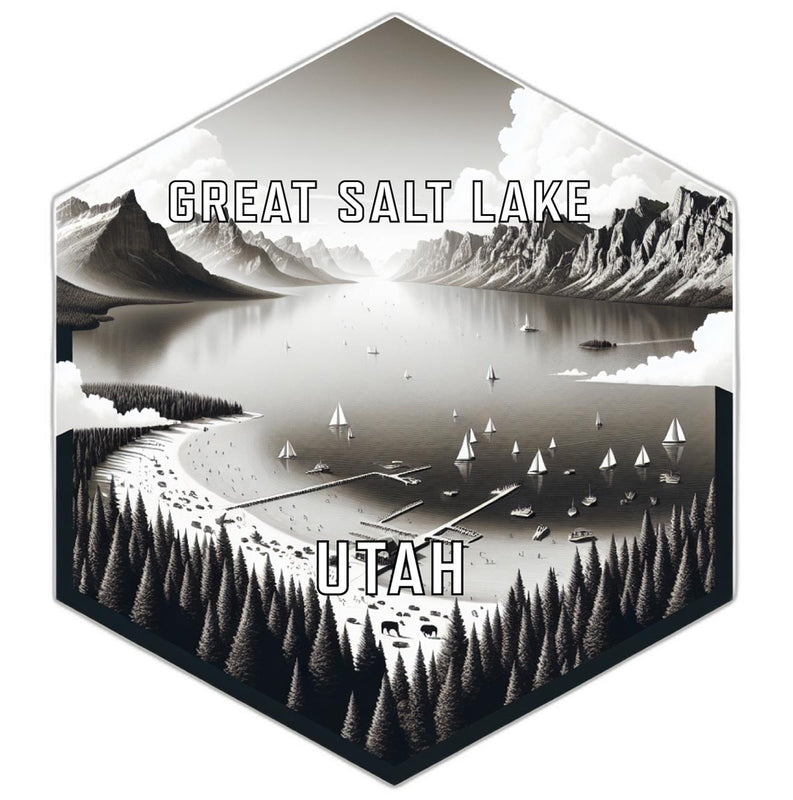 Great Salt Lake Utah Souvenir Travel Destination Die Cut Hexagon Fridge Magnet 6-Inch