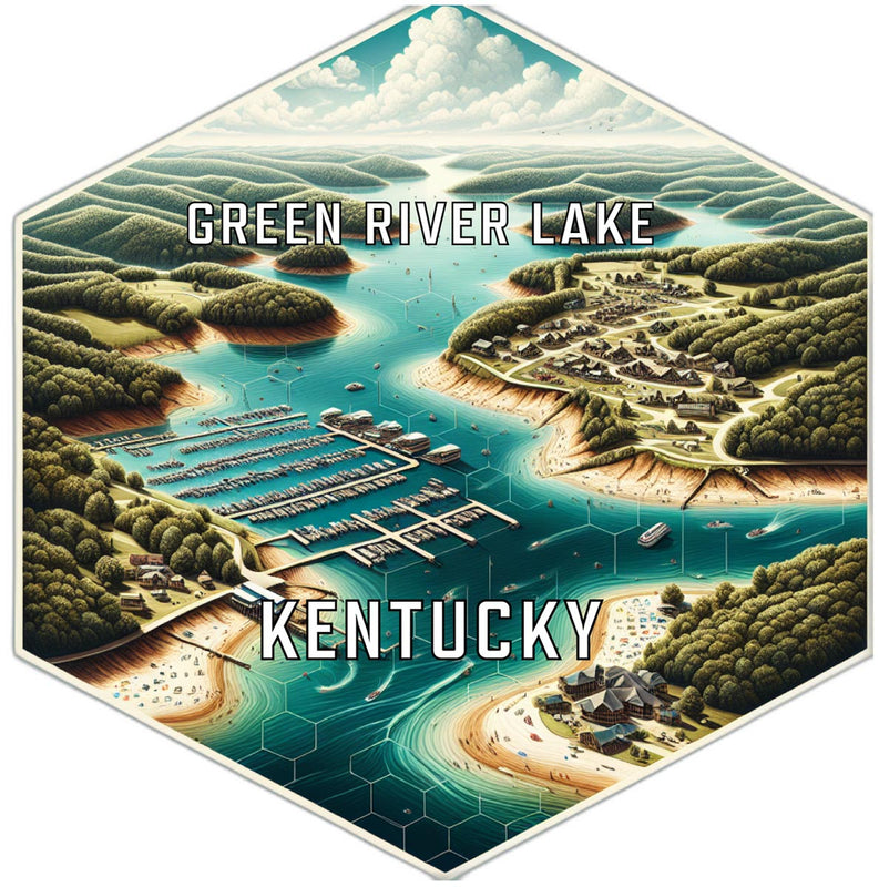 Green River Lake Kentucky Souvenir Travel Destination Die Cut Hexagon Fridge Magnet 2-Inch