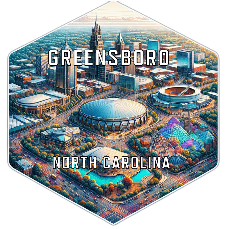 Greensboro North Carolina Souvenir Travel Destination Die Cut Hexagon Fridge Magnet 2-Inch