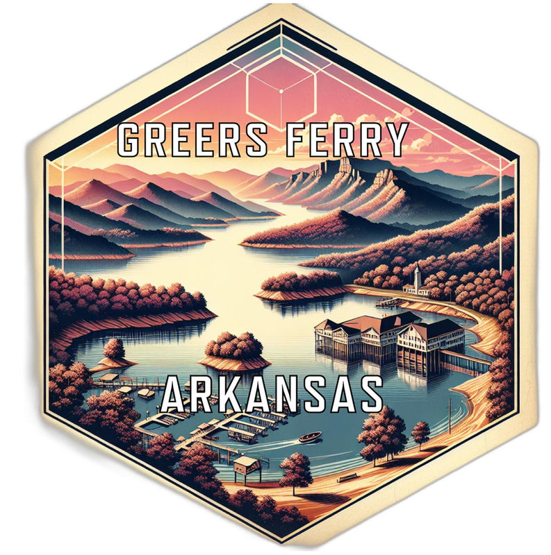 Greers Ferry Arkansas Souvenir Travel Destination Die Cut Hexagon Fridge Magnet 2-Inch