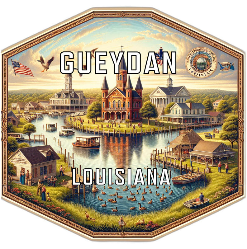 Gueydan Louisiana Souvenir Travel Destination Die Cut Hexagon Fridge Magnet 2-Inch