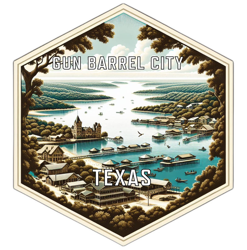 Gun Barrel City Texas Souvenir Travel Destination Die Cut Hexagon Fridge Magnet 2-Inch