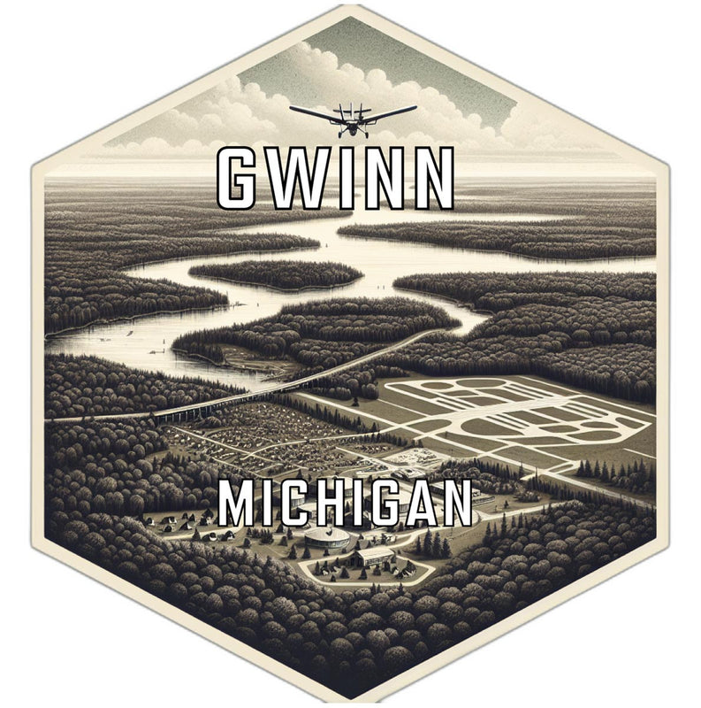 Gwinn Michigan Souvenir Travel Destination Die Cut Hexagon Fridge Magnet 6-Inch