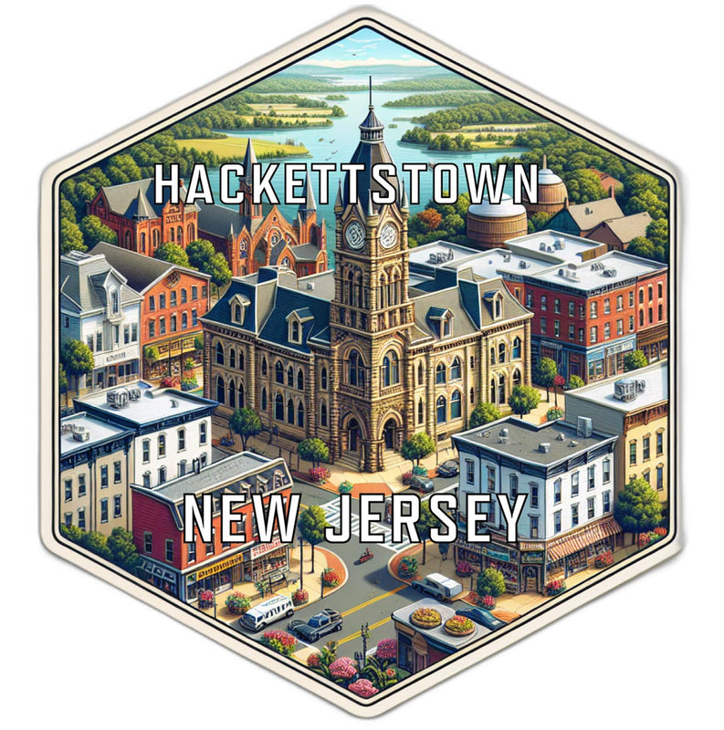 Hackettstown New Jersey Souvenir Travel Destination Die Cut Hexagon Fridge Magnet 2-Inch