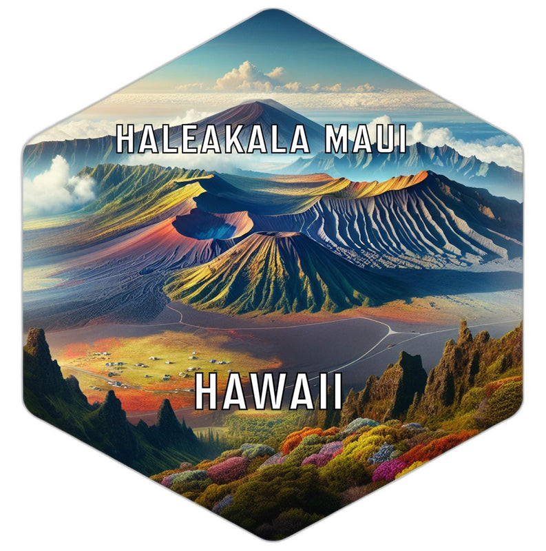 Haleakala Maui Hawaii Souvenir Travel Destination Die Cut Hexagon Fridge Magnet 2-Inch