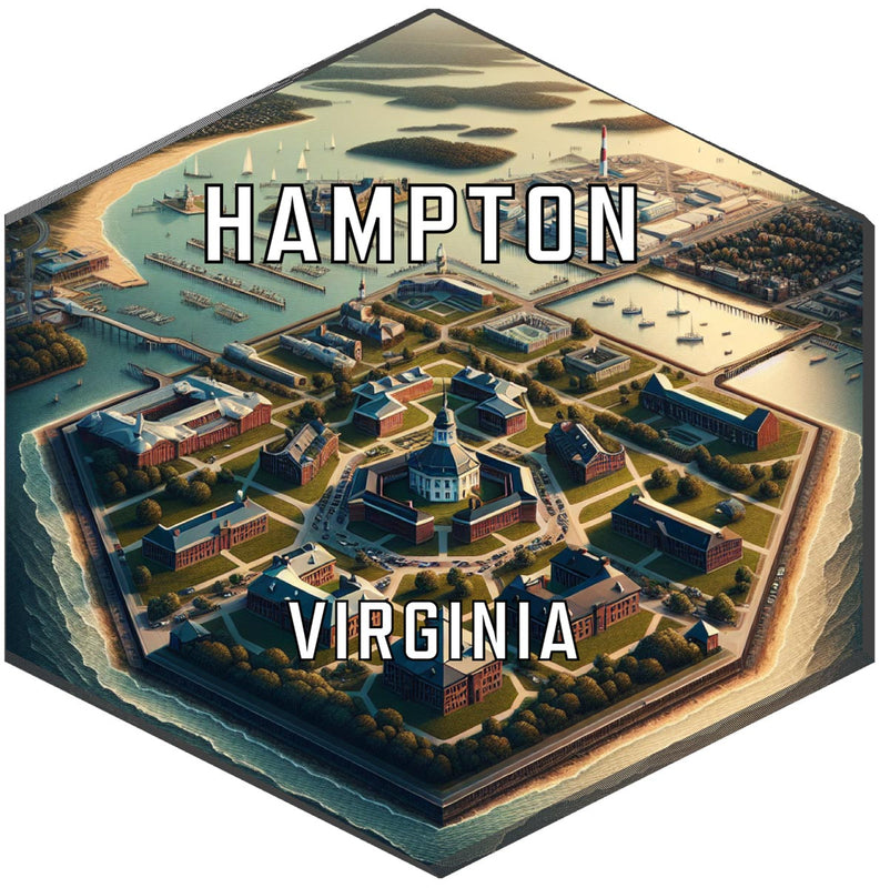 Hampton Virginia Souvenir Travel Destination Die Cut Hexagon Fridge Magnet 2-Inch