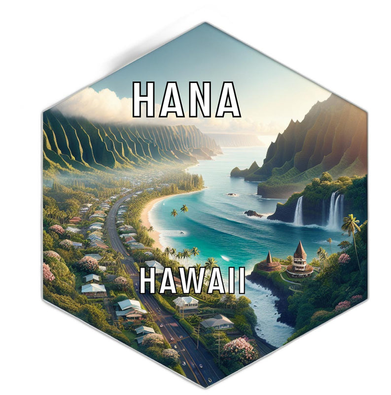 Hana Hawaii Souvenir Travel Destination Die Cut Hexagon Fridge Magnet 2-Inch