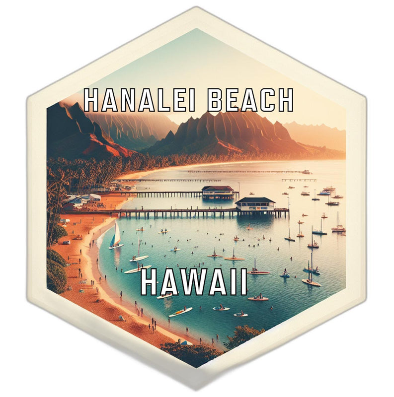 Hanalei Beach Hawaii Travel Destination Souvenir Vinyl Decal Sticker 6-Inch