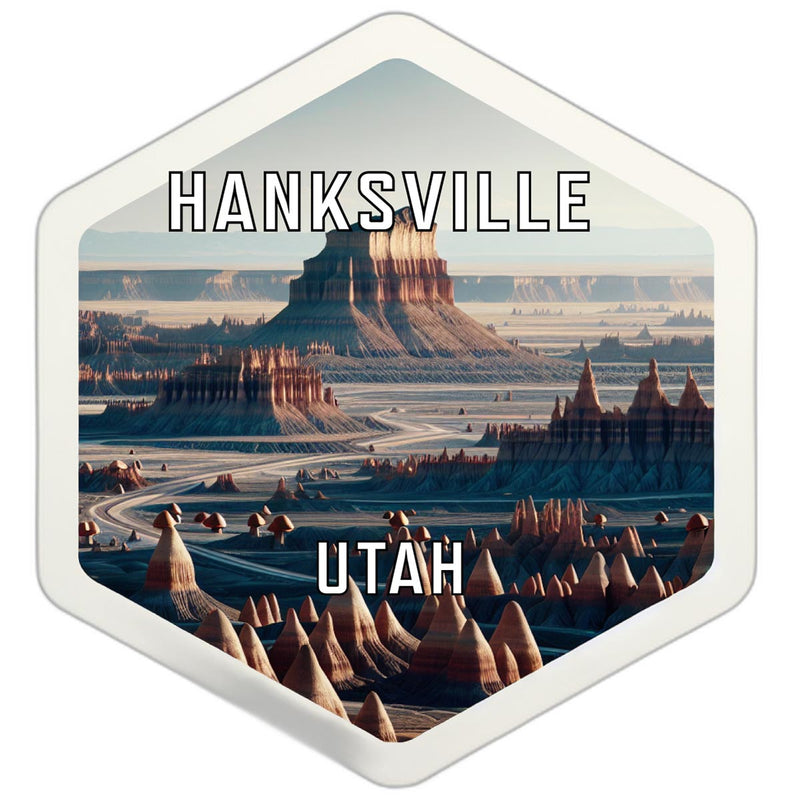Hanksville Utah Souvenir Travel Destination Die Cut Hexagon Fridge Magnet 2-Inch