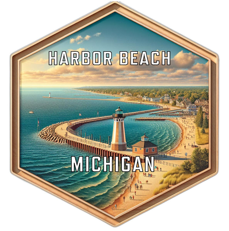 Harbor Beach Michigan Souvenir Travel Destination Die Cut Hexagon Fridge Magnet 2-Inch