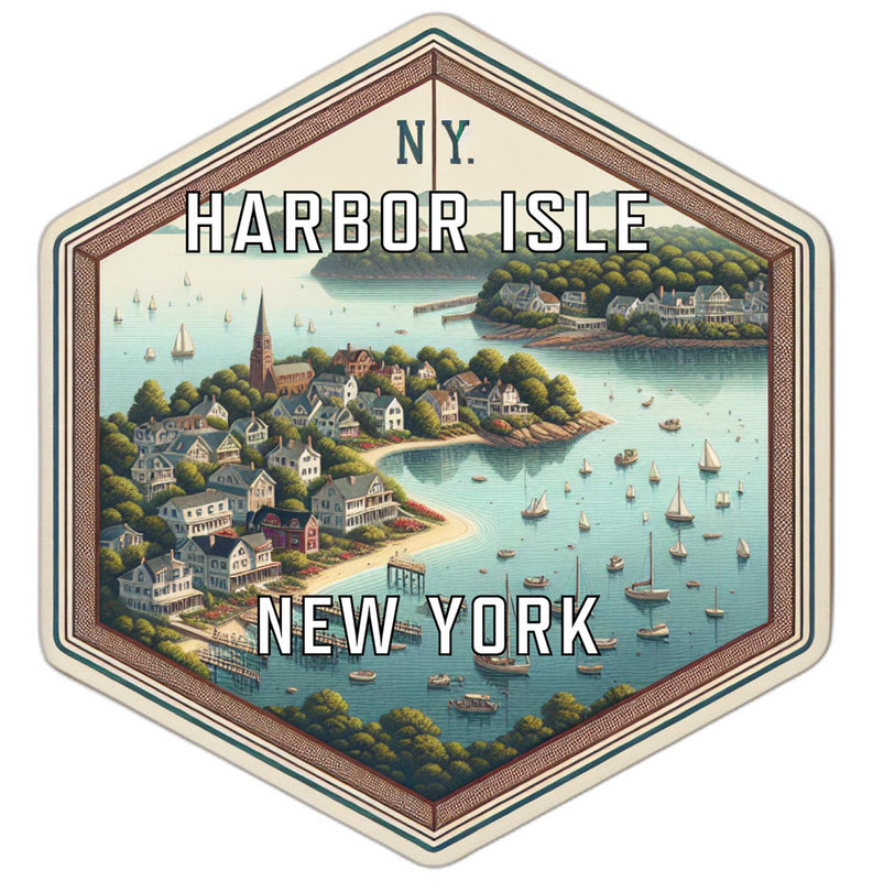 Harbor Isle New York Souvenir Travel Destination Die Cut Hexagon Fridge Magnet 2-Inch