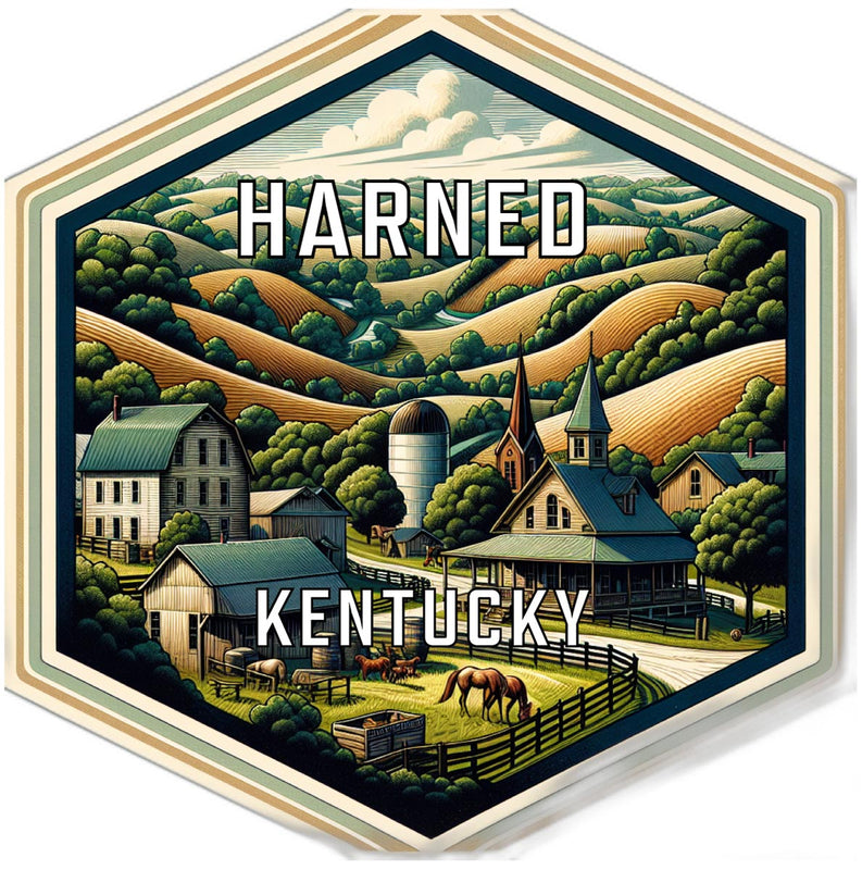 Harned Kentucky Souvenir Travel Destination Die Cut Hexagon Fridge Magnet 4-Inch
