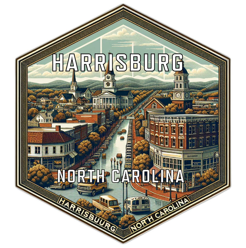 Harrisburg North Carolina Souvenir Travel Destination Die Cut Hexagon Fridge Magnet 6-Inch