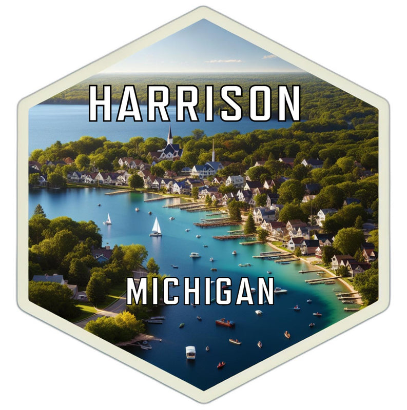 Harrison Michigan Souvenir Travel Destination Die Cut Hexagon Fridge Magnet 2-Inch