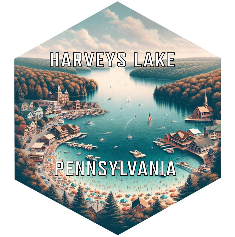 Harveys Lake Pennsylvania Souvenir Travel Destination Die Cut Hexagon Fridge Magnet 2-Inch