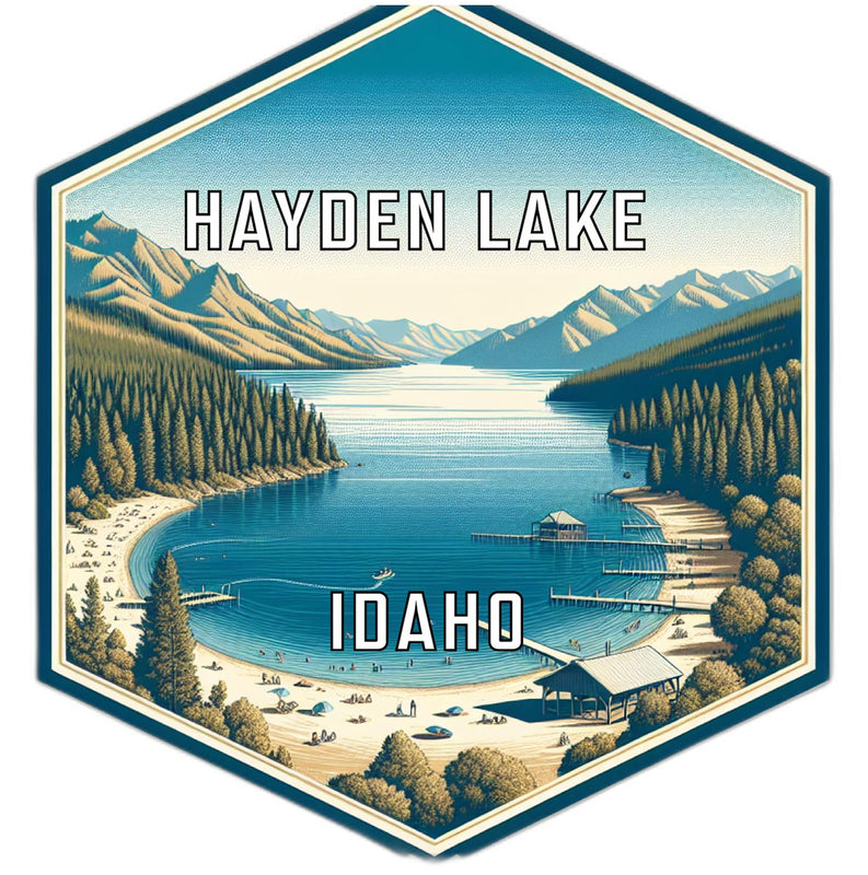 Hayden Lake Idaho Souvenir Travel Destination Die Cut Hexagon Fridge Magnet 2-Inch