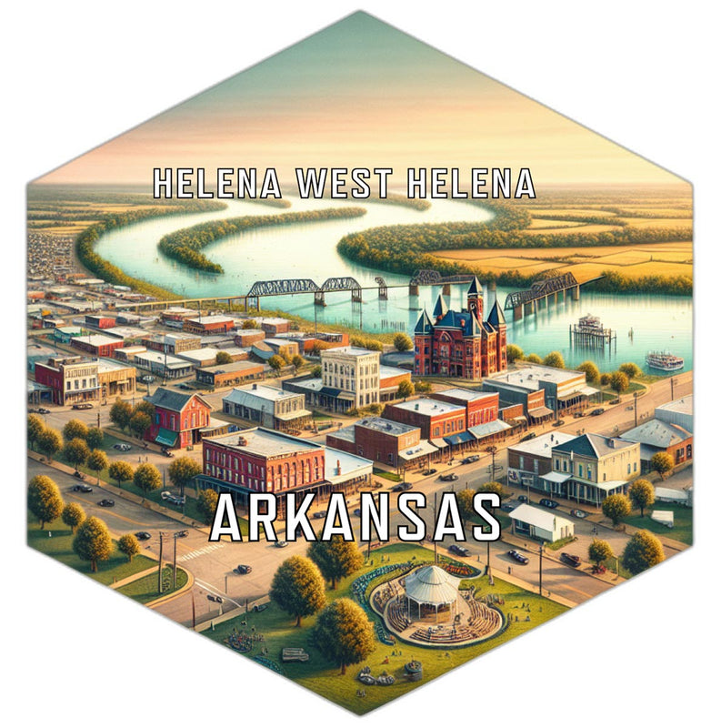 Helena West Helena Arkansas Souvenir Travel Destination Die Cut Hexagon Fridge Magnet 2-Inch