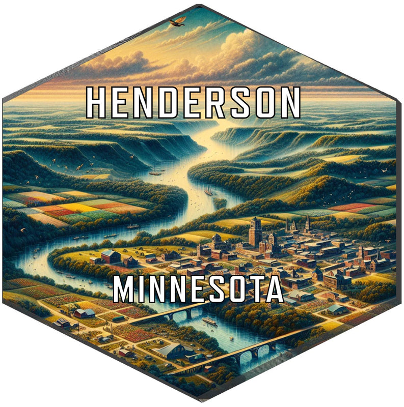 Henderson Minnesota Souvenir Travel Destination Die Cut Hexagon Fridge Magnet 2-Inch