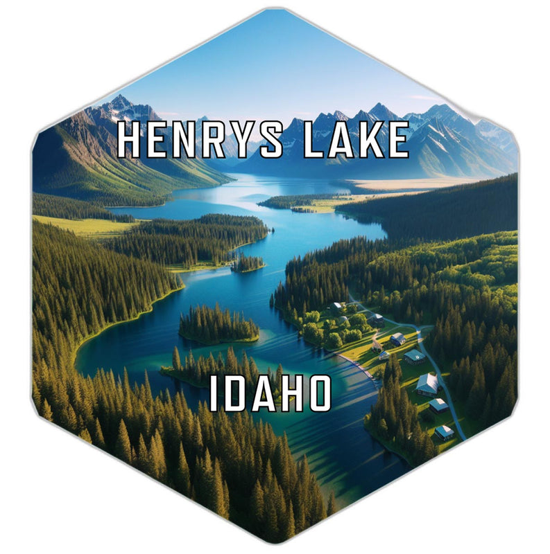 Henrys Lake Idaho Souvenir Travel Destination Die Cut Hexagon Fridge Magnet 2-Inch