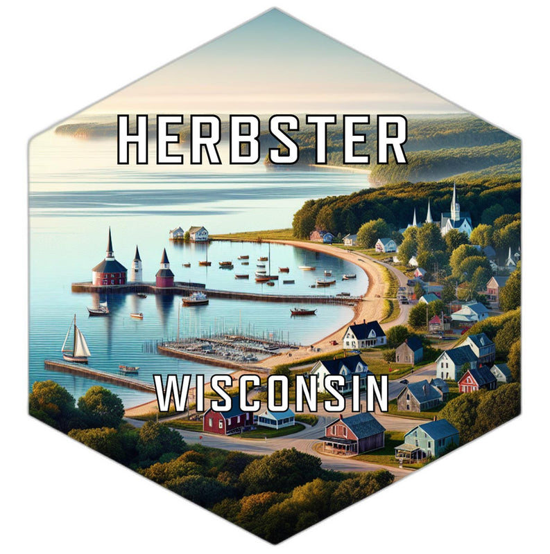 Herbster Wisconsin Souvenir Travel Destination Die Cut Hexagon Fridge Magnet 6-Inch