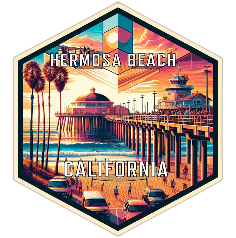 Hermosa Beach California Travel Destination Souvenir Vinyl Decal Sticker 2-Inch