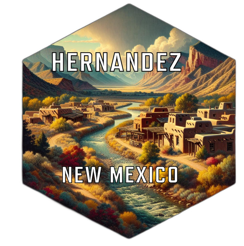 Hernandez New Mexico Souvenir Travel Destination Die Cut Hexagon Fridge Magnet 2-Inch