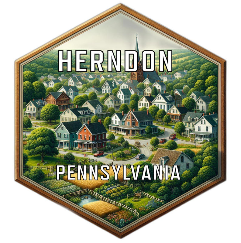 Herndon Pennsylvania Souvenir Travel Destination Die Cut Hexagon Fridge Magnet 6-Inch