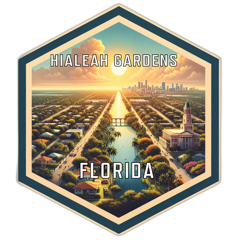 Hialeah Gardens Florida Souvenir Travel Destination Die Cut Hexagon Fridge Magnet 2-Inch