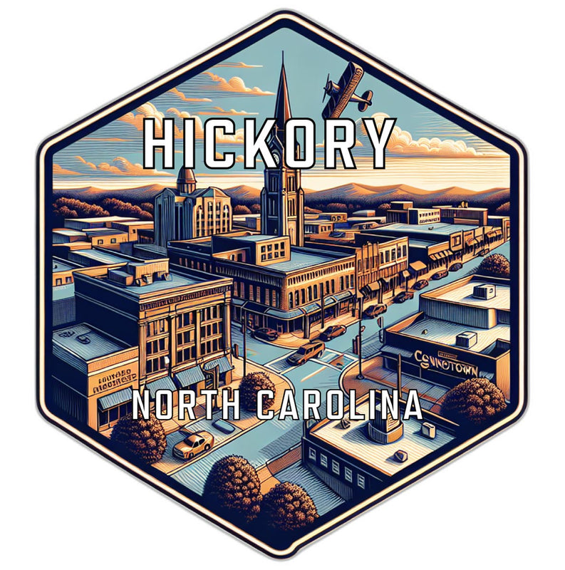 Hickory North Carolina Souvenir Travel Destination Die Cut Hexagon Fridge Magnet 6-Inch
