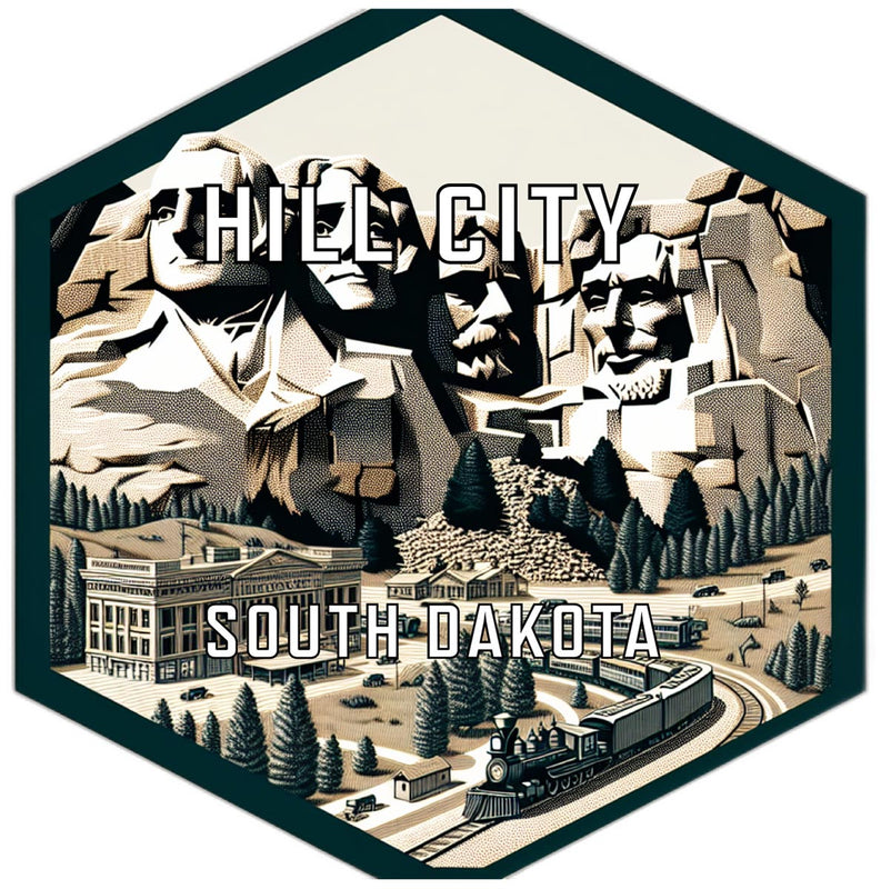 Hill City South Dakota Souvenir Travel Destination Die Cut Hexagon Fridge Magnet 4-Inch