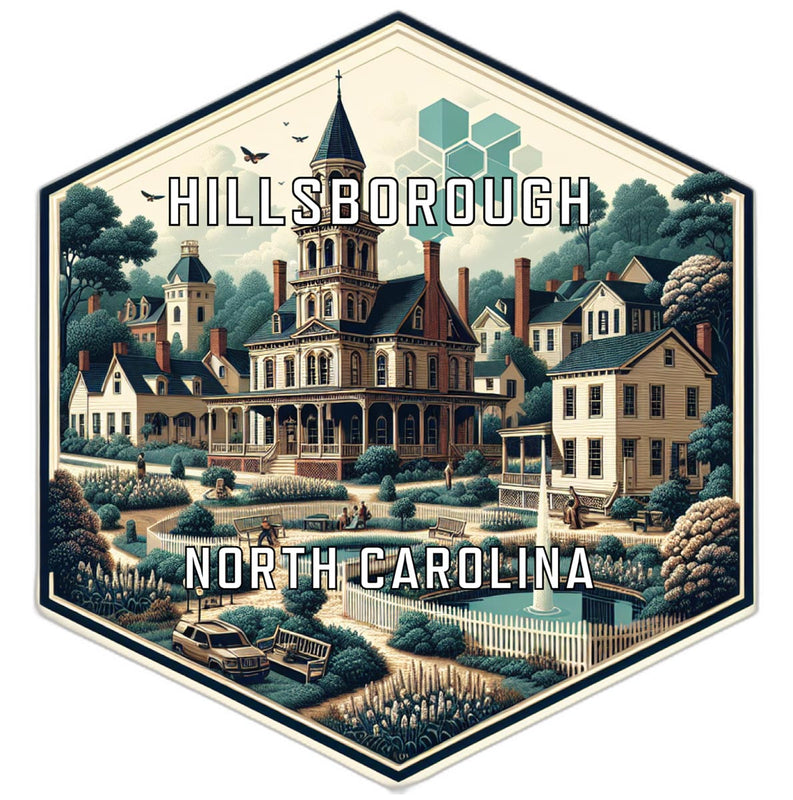 Hillsborough North Carolina Souvenir Travel Destination Die Cut Hexagon Fridge Magnet 2-Inch