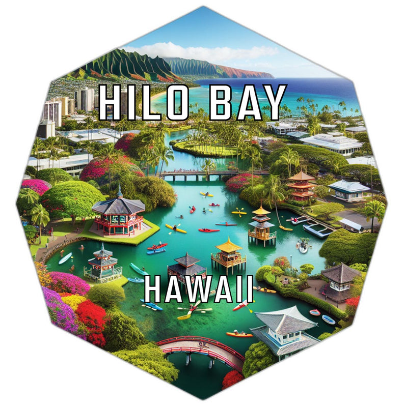 Hilo Bay Hawaii Souvenir Travel Destination Die Cut Hexagon Fridge Magnet 2-Inch