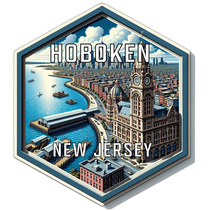 Hoboken New Jersey Souvenir Travel Destination Die Cut Hexagon Fridge Magnet 2-Inch